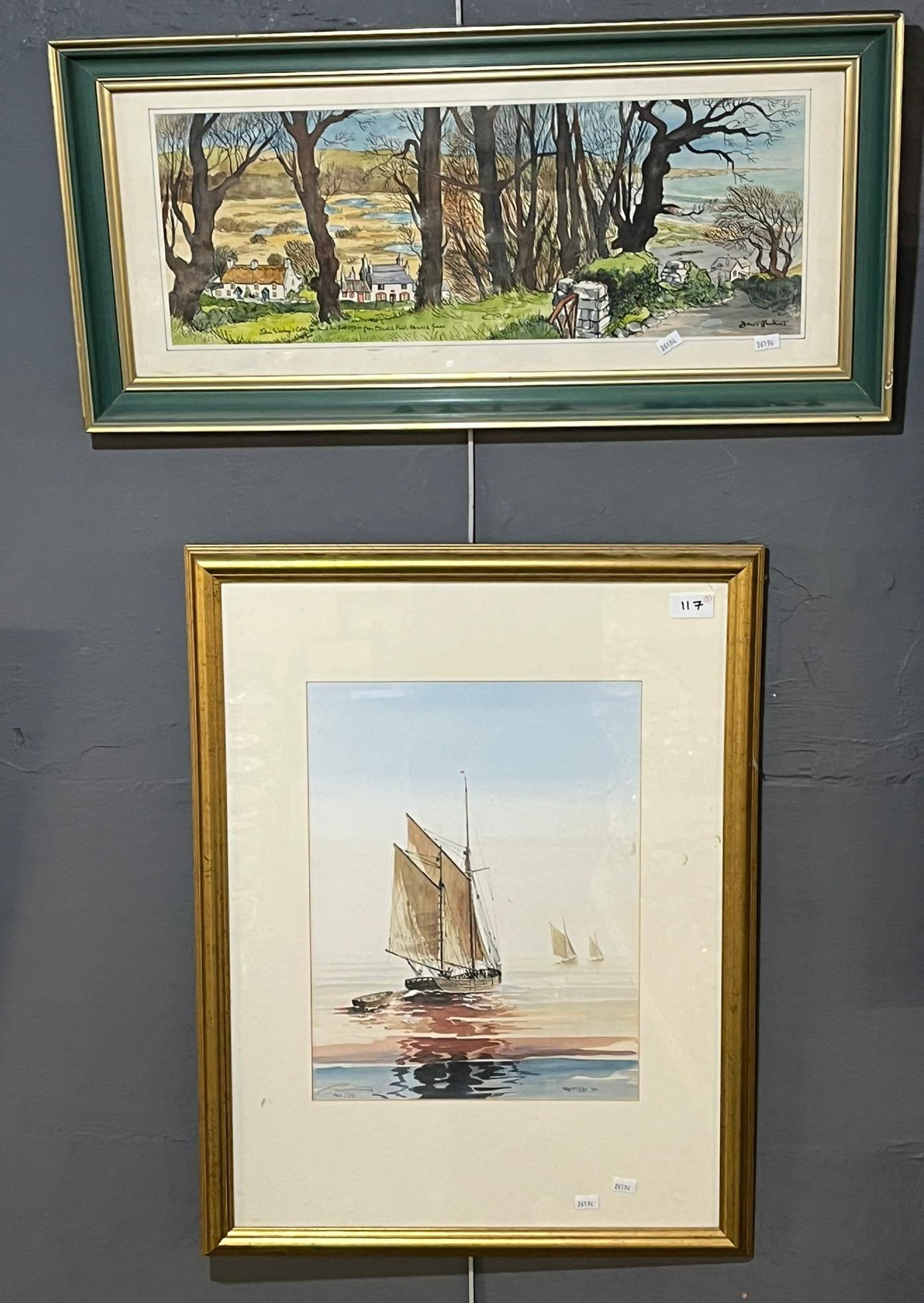After Roy Figg, studies of sailing vessels, a pair. Limited edition coloured prints. Signed in