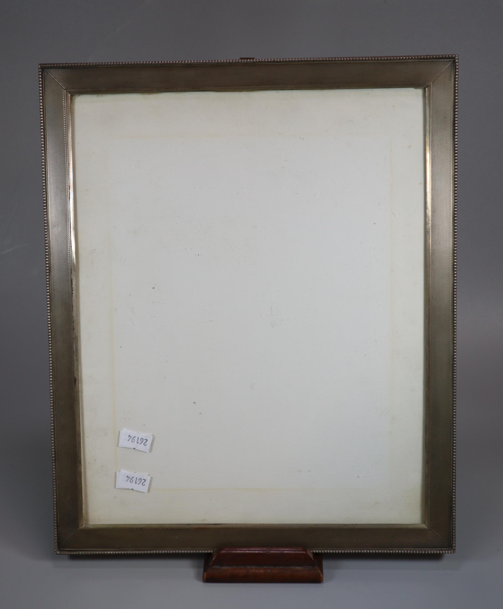 Continental silver engine turned picture frame, of beaded and rectangular form, marked 800. (B.P.