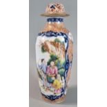 18th century Chines Export porcelain 'Famille Rose' figural vase and cover depicting vignettes of