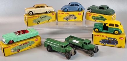 Collection of five boxed vintage Dinky Toys to include: 132 Packard Convertible, 157 Jaguar XK 120