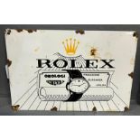 Enamelled metal advertising sign, 'Rolex Watches'. 21x30cm approx. (B.P. 21% + VAT)