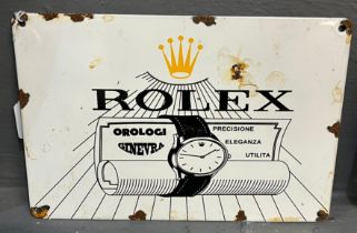 Enamelled metal advertising sign, 'Rolex Watches'. 21x30cm approx. (B.P. 21% + VAT)