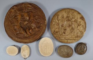 Group of wax and other moulded intaglios, two appearing to be for Royal Seals. (B.P. 21% + VAT)