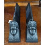 Pair of cast metal andirons with figure heads. (2) (B.P. 21% + VAT)