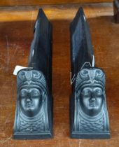 Pair of cast metal andirons with figure heads. (2) (B.P. 21% + VAT)