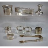 Collection of silver to include: dressing table box and cover x2 of circular and oval form, single