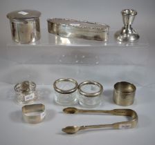 Collection of silver to include: dressing table box and cover x2 of circular and oval form, single