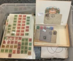 All World selection of stamps in two albums, on pages and cigar box including used 1840 Penny