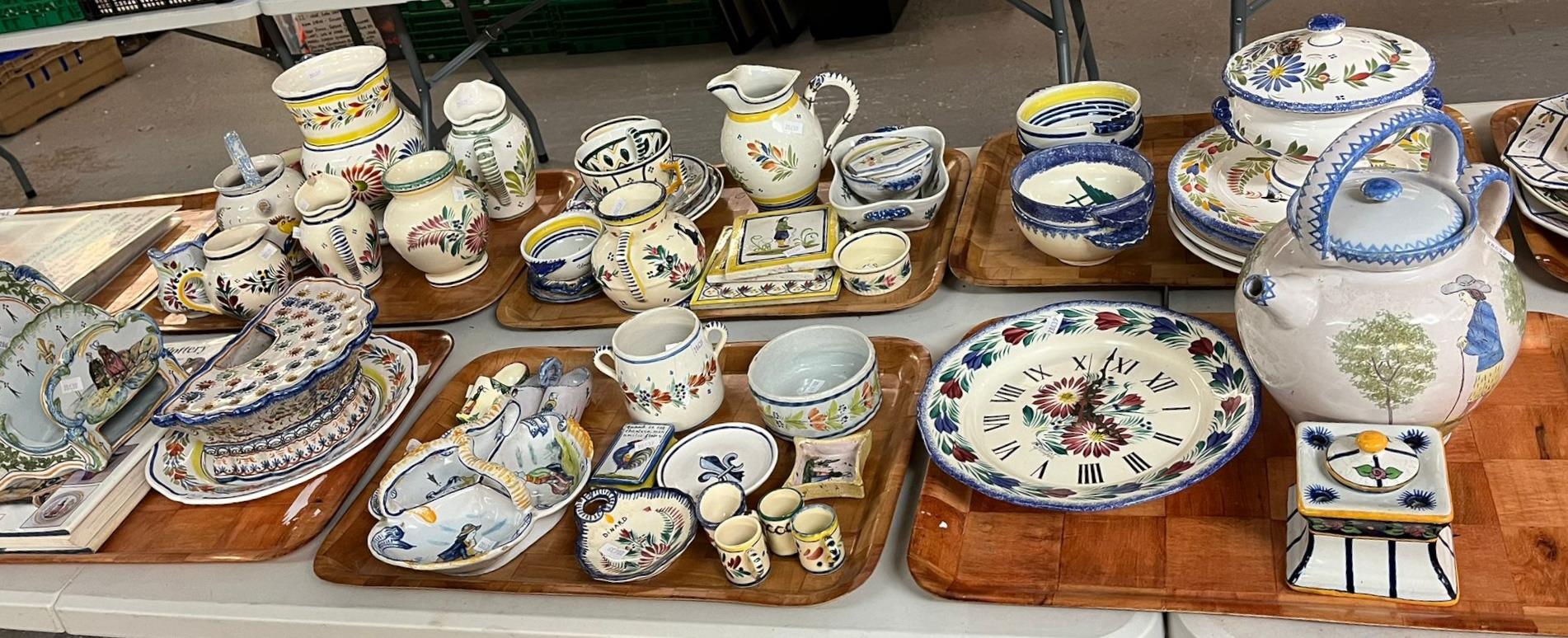 Very large collection of mainly 20th century French Quimper hand painted pottery items to include: a - Image 2 of 2