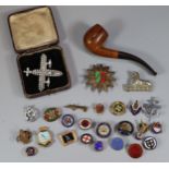 Plastic tub comprising a collection of enamel badges to include: For Home and Country, England