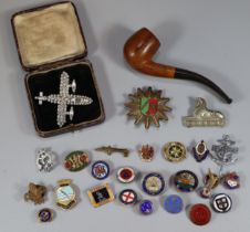 Plastic tub comprising a collection of enamel badges to include: For Home and Country, England