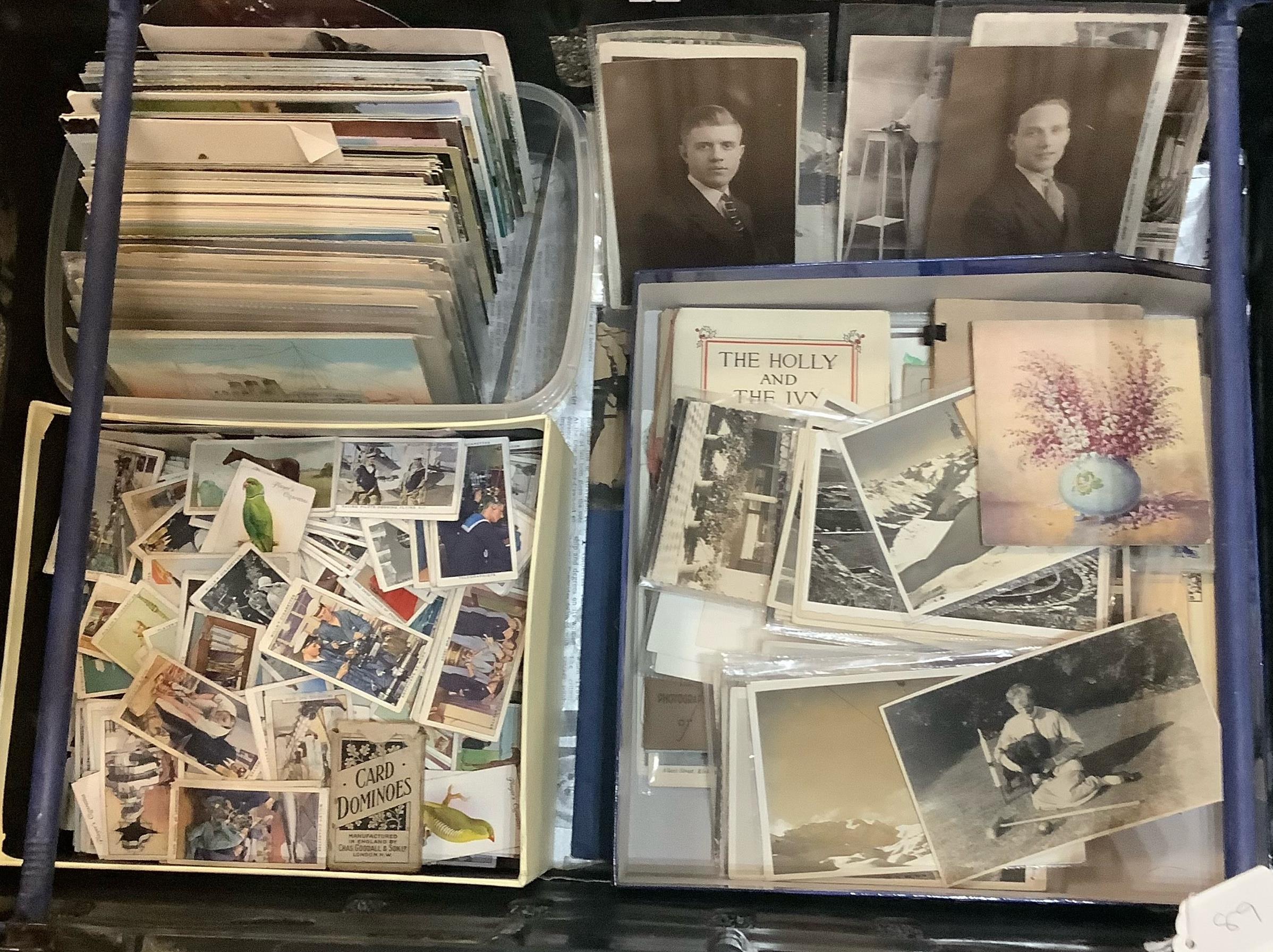 Large collection of cigarette cards, black and white postcards, vintage photographs etc. (B.P. 21% +