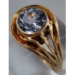 14ct gold and blue stone ring. 3.8g approx. Size N. (B.P. 21% + VAT)