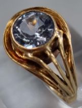 14ct gold and blue stone ring. 3.8g approx. Size N. (B.P. 21% + VAT)