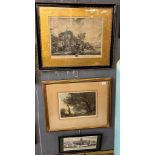 Group of assorted engravings, mezzotints and other prints, being landscapes with figures,