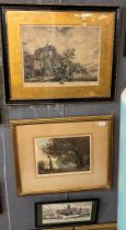 Group of assorted engravings, mezzotints and other prints, being landscapes with figures,