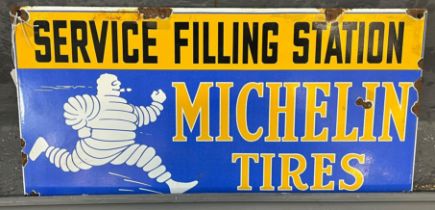 Enamelled advertising sign 'Michelin Tyres Service Filling Station'. 45x24cm approx. (B.P. 21% +