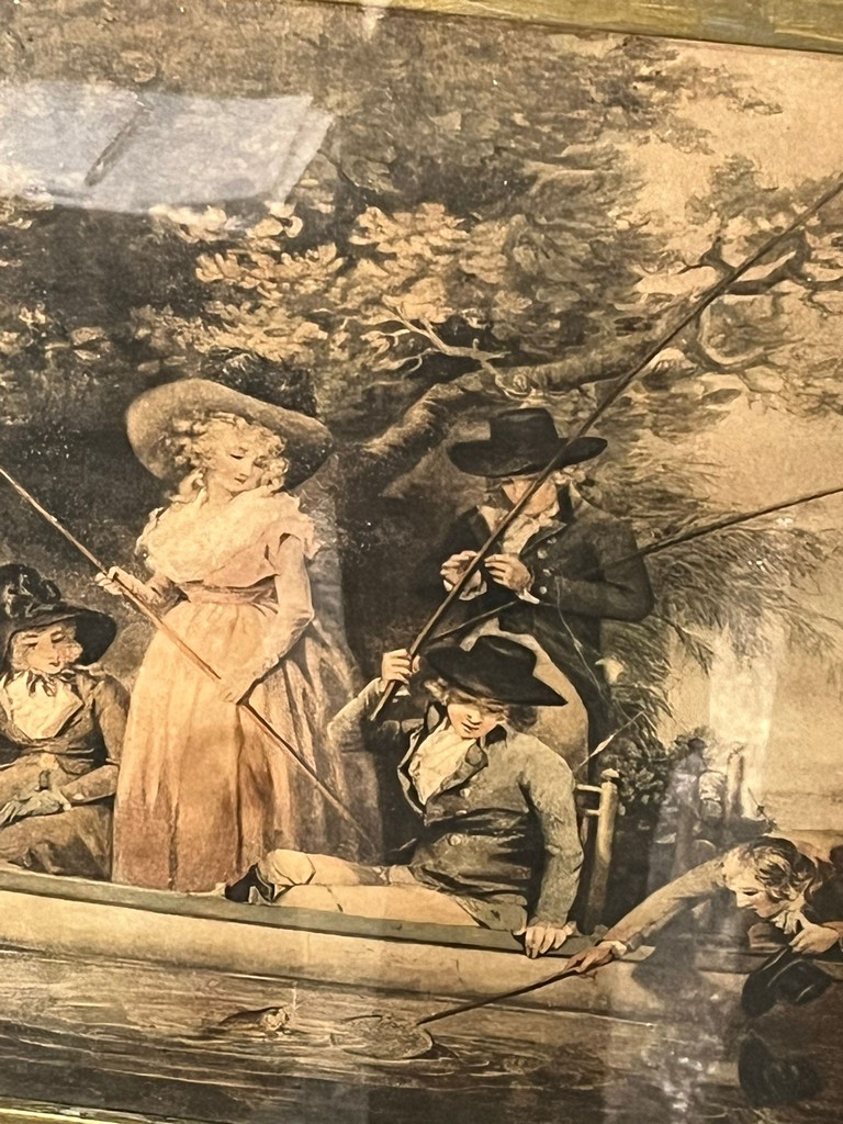 After George Morland ,a pair of18th century figure scenes, a picnic and fishing. 34x42cm approx. - Image 2 of 4
