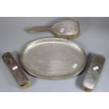 Continental silver tray of oval form, marked 800, 17.6 troy oz approx., together with a matching