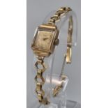 9ct gold faced Rotary ladies wristwatch, the strap marked 9ct PPLD. 13.5g approx. (B.P. 21% + VAT)