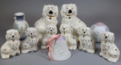 Collection of Beswick fireside spaniels of varying sizes together with some Lladro Spanish porcelain