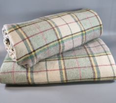 Two similar multi-coloured checked Welsh blankets. (2) (B.P. 21% + VAT)