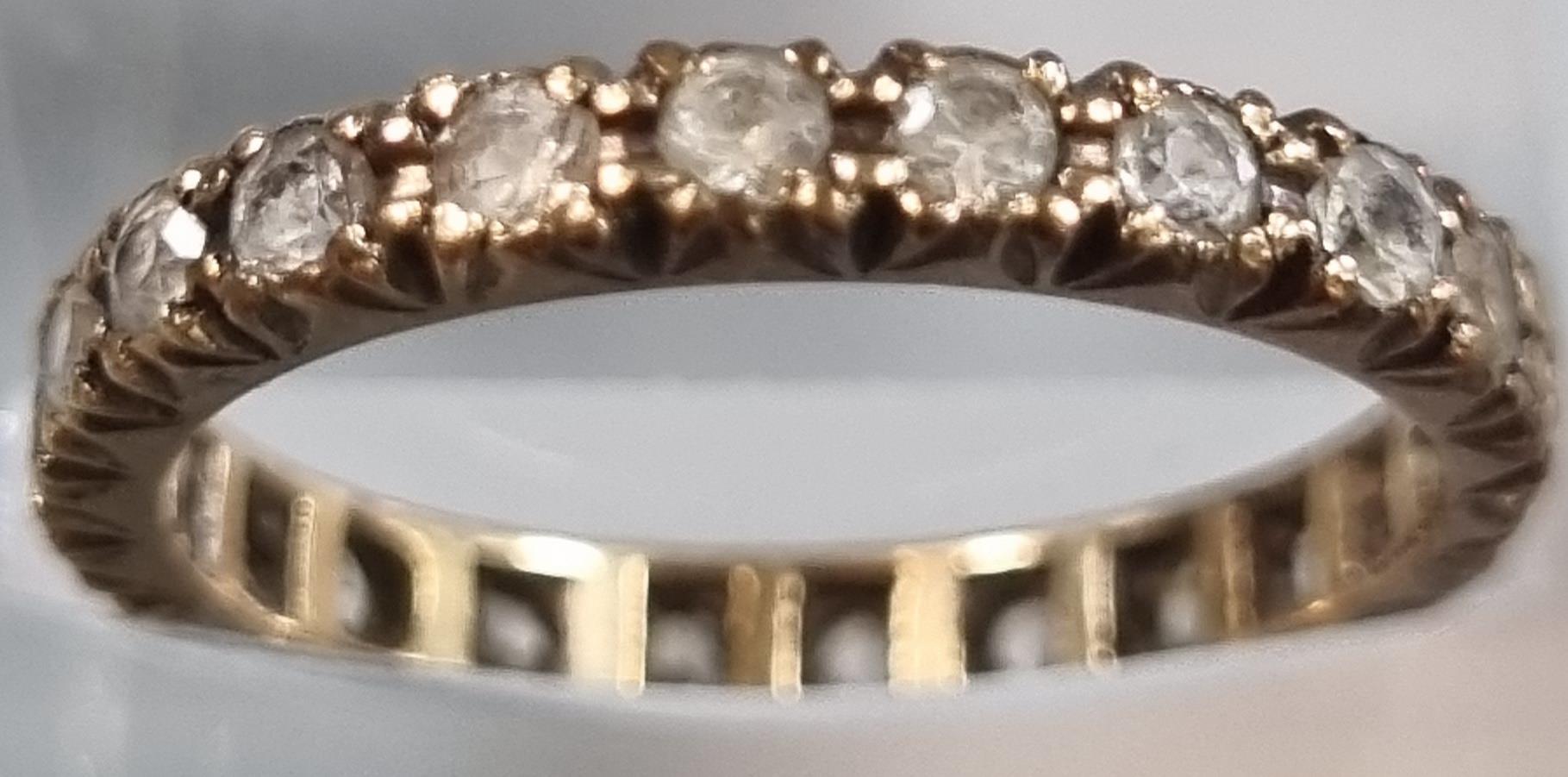 9ct gold full eternity style ring with white paste stones. 1.8g approx. Size M1/2. (B.P. 21% + VAT) - Image 2 of 4