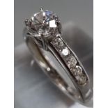 9ct white gold and cubic zirconia solitaire style ring. 2g approx. Size M1/2. (B.P. 21% + VAT)