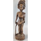 Carved Balinese hardwood figurine of a goddess. 45cm high approx. (B.P. 21% + VAT)