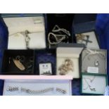 Collection of silver and costume jewellery to include: dress rings, necklaces and pendants,