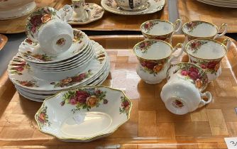 A Royal Albert 'Old Country Roses' design coffee set comprising: six cups, six saucers and six