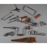 Collection of twelve vintage 1960s Mars miniature hand tools to include: wood plane, hand saw,