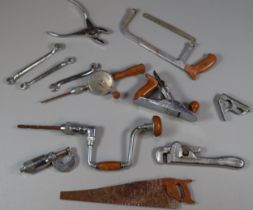 Collection of twelve vintage 1960s Mars miniature hand tools to include: wood plane, hand saw,