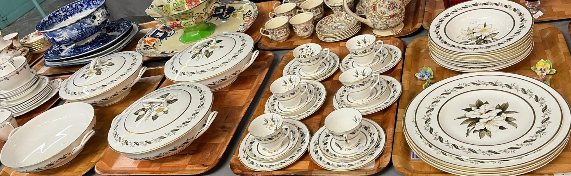 Royal Worcester bone china 'Bernina' pattern dinner and tea service comprising: single 9.5 inch