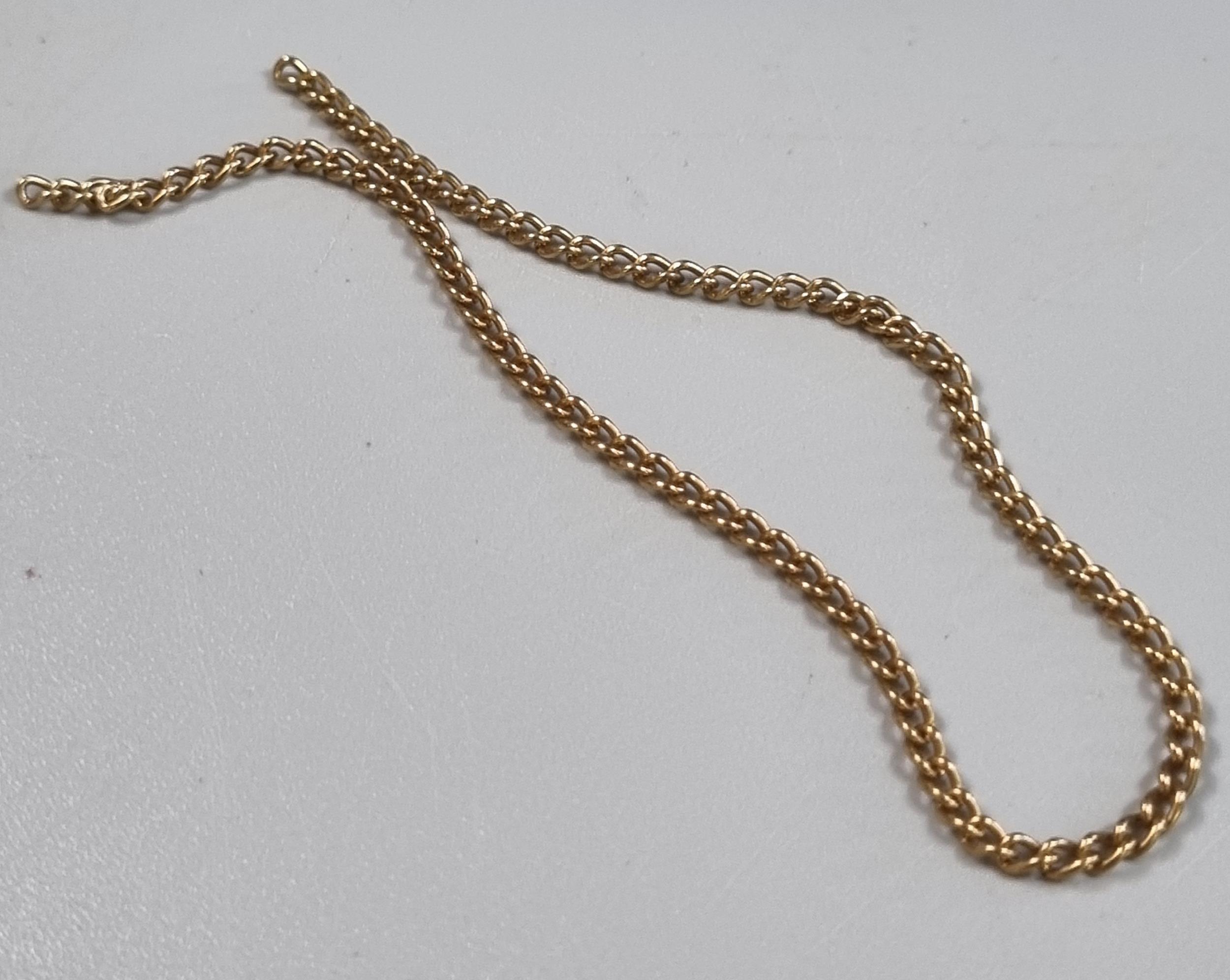 9ct gold fine chain with engraved locket marked 9ct back and front. Total weight 7.3g approx. - Image 3 of 4