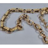 9ct gold multi curb link chain. 23.6g approx. 37cm long approx. (B.P. 21% + VAT)