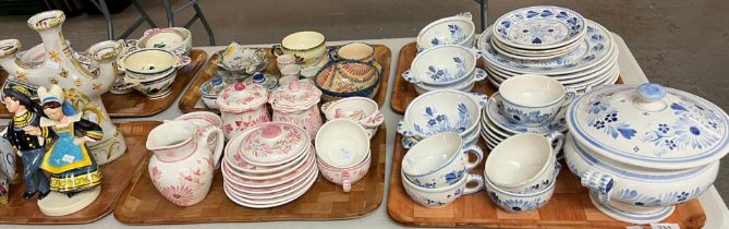 Very large collection of mainly 20th century French Quimper hand painted pottery items to include: a