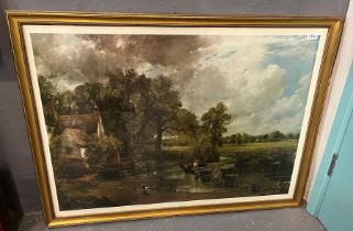 After Constable, 'The Hay Wain'. Large coloured print. 72x100cm approx. Framed and glazed. (B.P. 21%