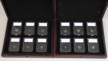 Collection of twenty four Slabbed Coins of Ancient Rome in two wooden presentation boxes. (B.P.