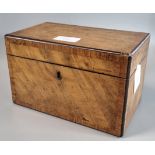 19th century maple two section tea caddy of rectangular form. (B.P. 21% + VAT)
