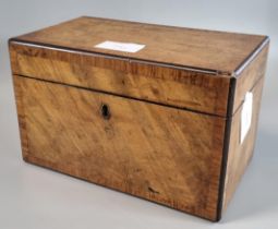 19th century maple two section tea caddy of rectangular form. (B.P. 21% + VAT)