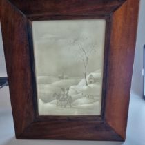 19th century continental porcelain lithophane panel depicting two figures mounted on a single