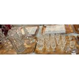 Quantity of cut lead crystal glass liqueurs, various, brandy balloons and similar, together with two