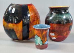 Two modern Poole Pottery 'Gemstones' vases to include: small classic vase and purse vase. The