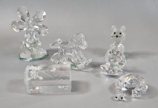 Collection of glassware, to include: Italian glass rocking horse, tortoise, flower, perspex