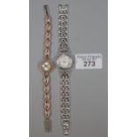 9ct gold Delvina ladies wristwatch (15.5g approx.) together with a modern ladies wristwatch