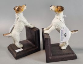 Pair of cast metal cold painted dog bookends in the form of Terriers. 16cm high approx. (2) (B.P.