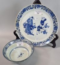 Chinese export porcelain blue and white plate. Late Qing-Guangxu period. 24cm diameter approx.