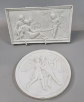 Two Danish Parian Ware plaques of circular and rectangular form, both marked 'B & G', decorated with