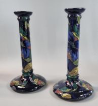 Pair of Royal Stanley Ware 'Jacobean' design candlesticks. 26cm high approx. (2) (B.P. 21% + VAT)